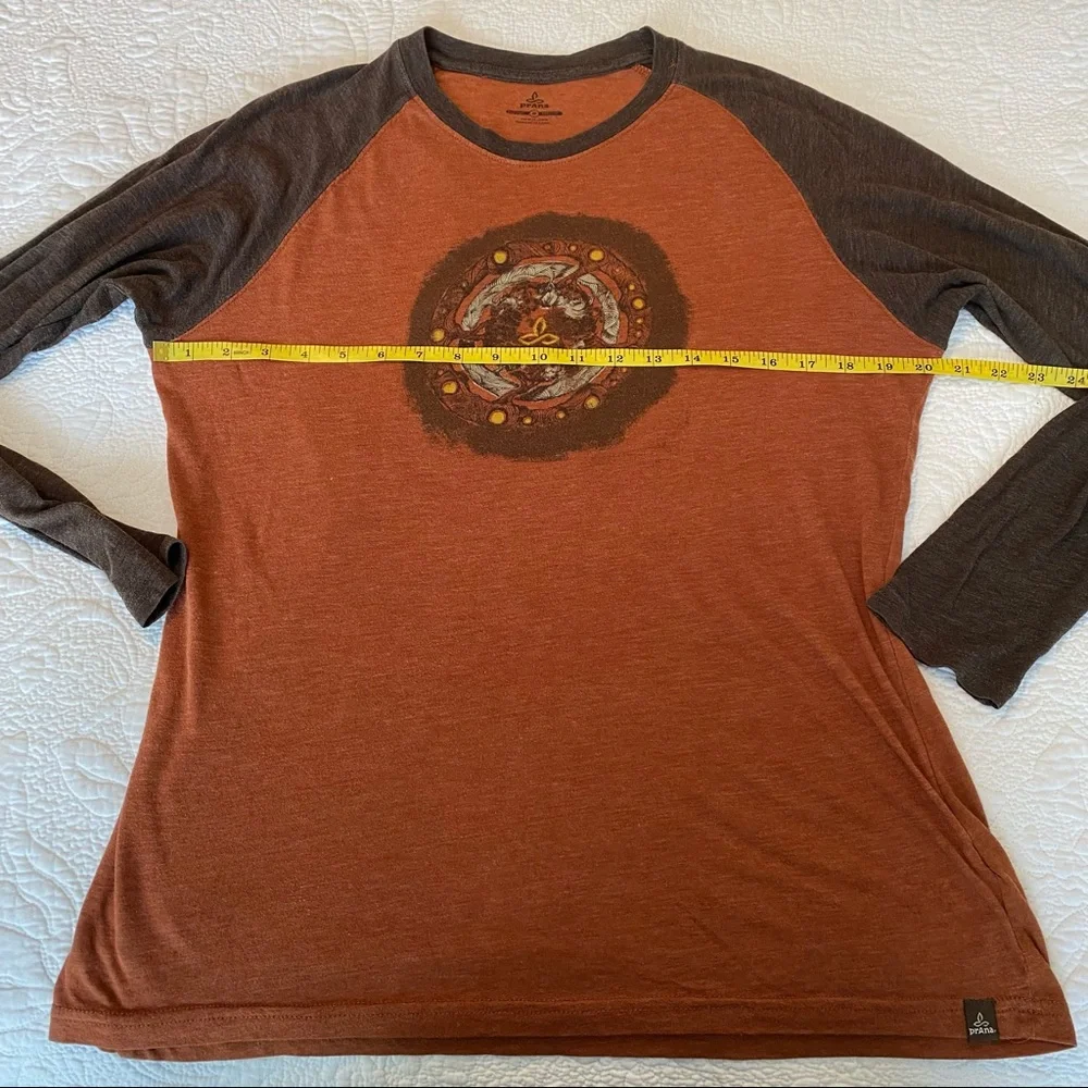 Prana Raglan Sleeve Rust & Brown Long Sleeve Tee_6